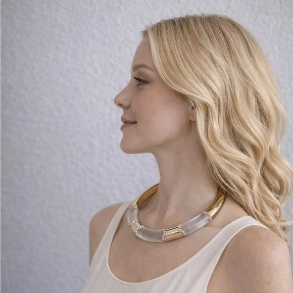 Alexis Bittar Clear Lucite & Gold-Tone Open Collar Necklace